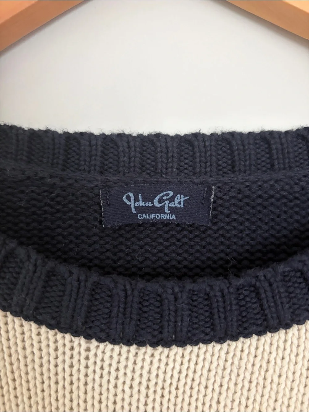 John Galt Navy & White Striped Thick Knit Sweater